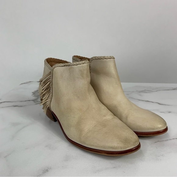 Sam Edelman Paige Fringe Bone Cowhide Leather Ankle Bootie 8 - Picture 2 of 9